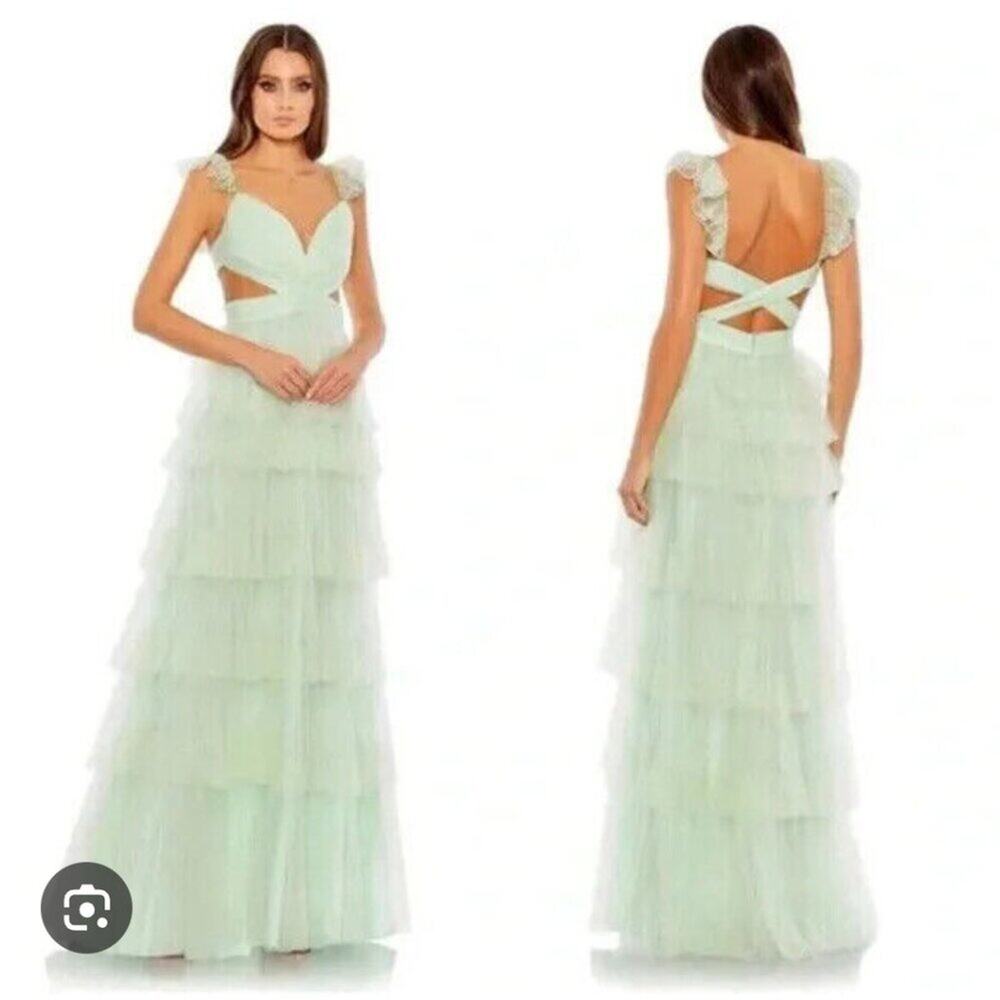 Ruffle Tiered Tulle Cut Out Gown by Mac Duggal